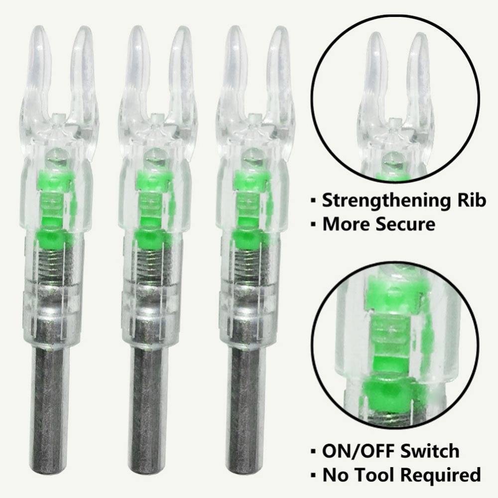  Хвостовик с подсветкой для лучных стрел (3шт.) Зеленый